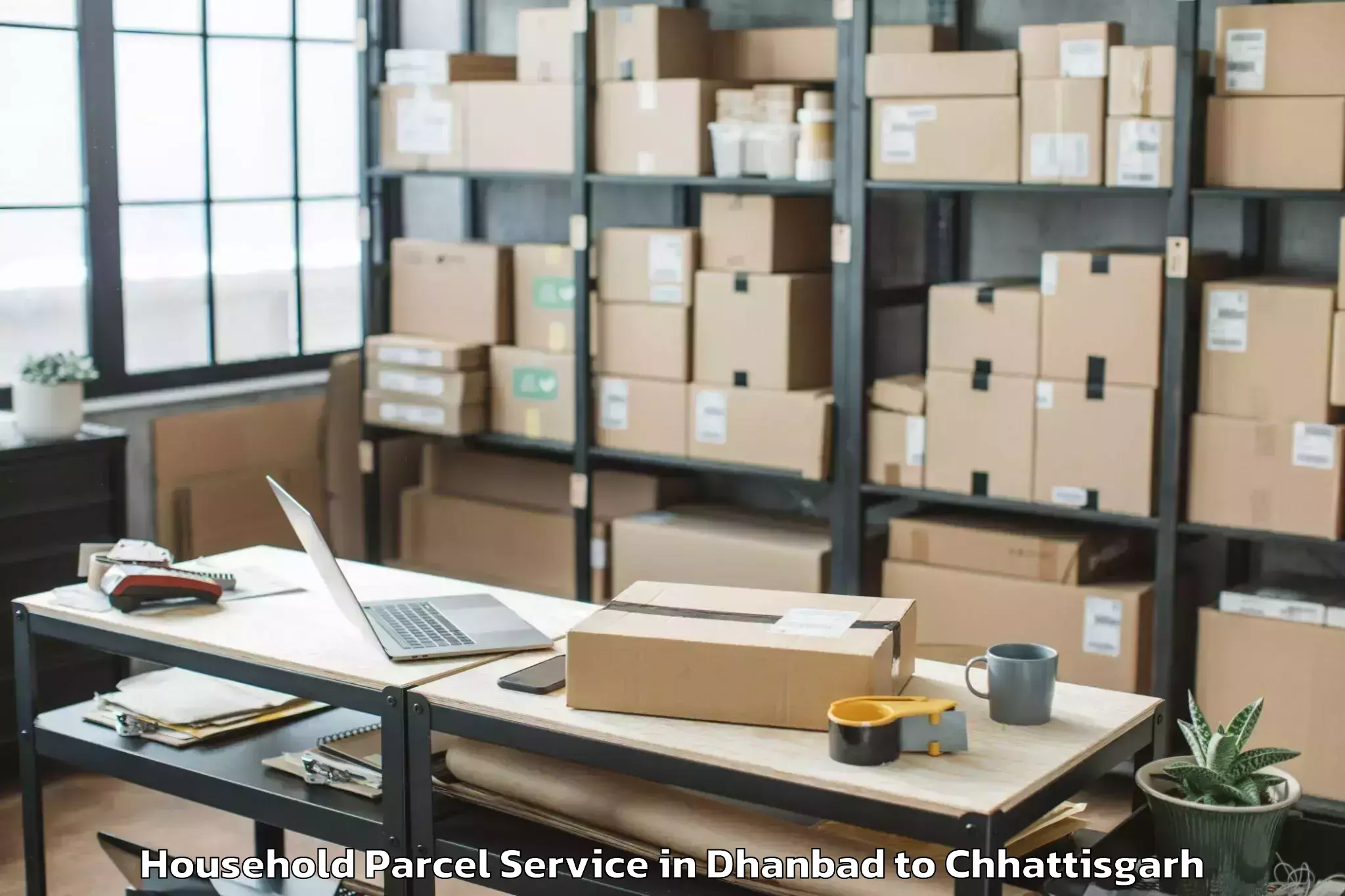 Book Your Dhanbad to Dongargarh Household Parcel Today